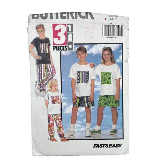 Butterick Sewing Pattern 6178 Unisex Top Shirt Shorts Pants Size 7-10 - Picture 1 of 2